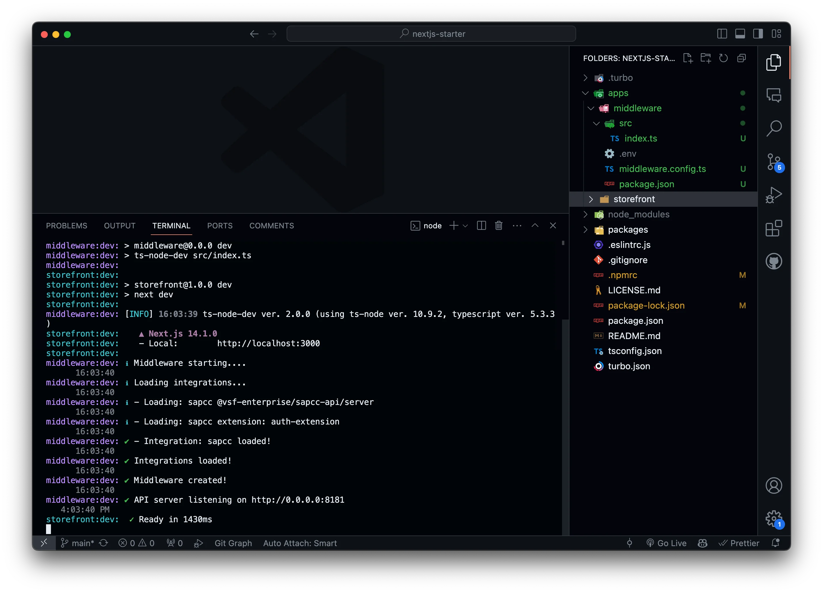 Next.js and Middleware Running