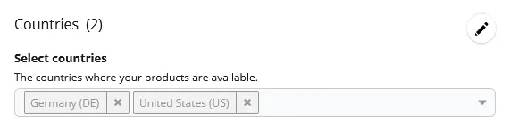 Input to modify countries available in the store