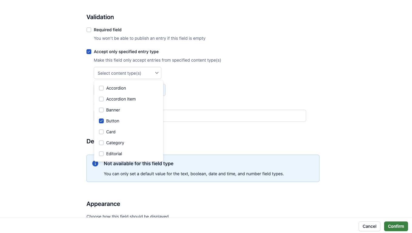 creating components button accepted types