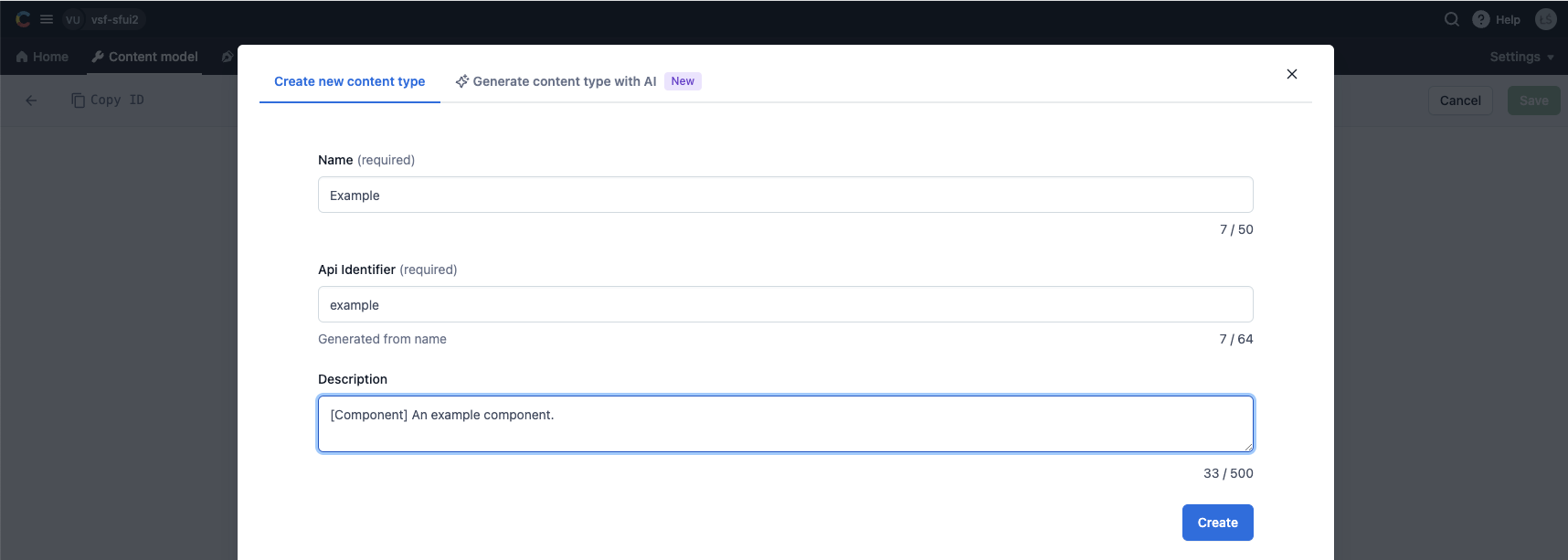 creating components content type base