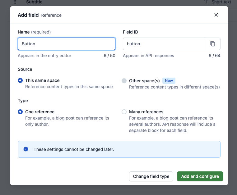 creating components content type button