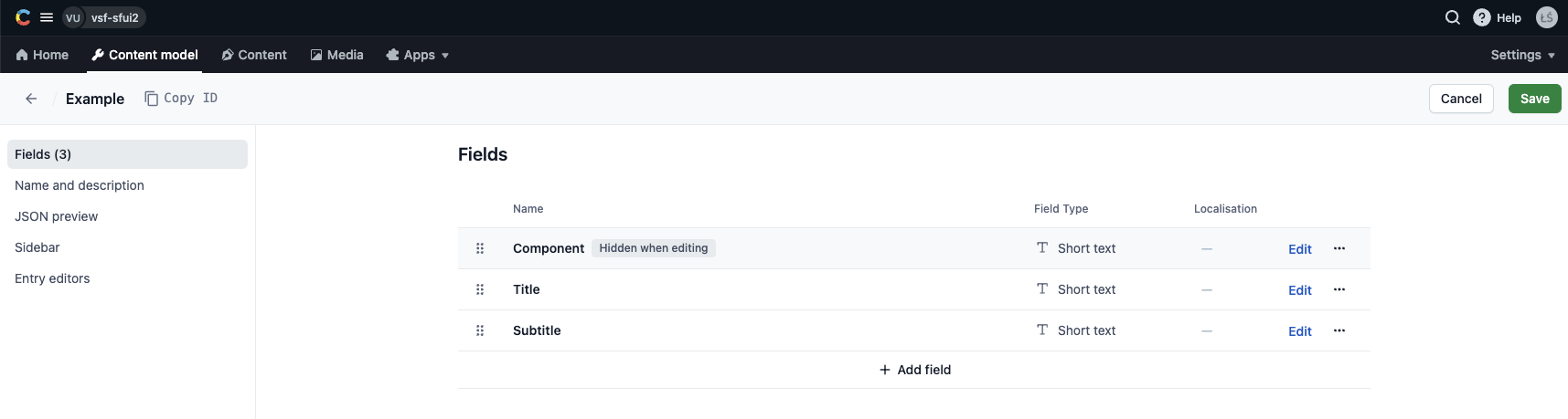 creating components content type fields